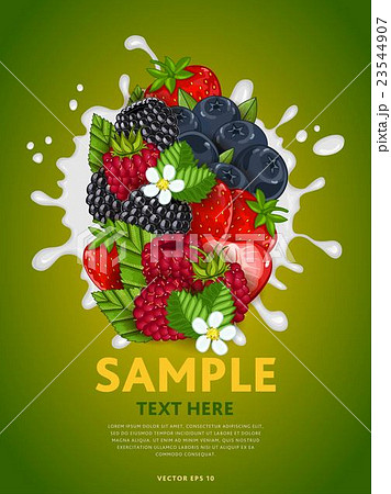 Berry mix on milk splash 23544907