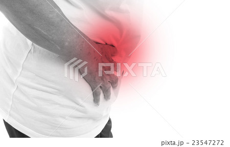 Black and white Senior woman with stomach pain Black and white Senior woman with stomach pain 23547272