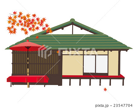 京都 休憩所 紅葉のイラスト素材