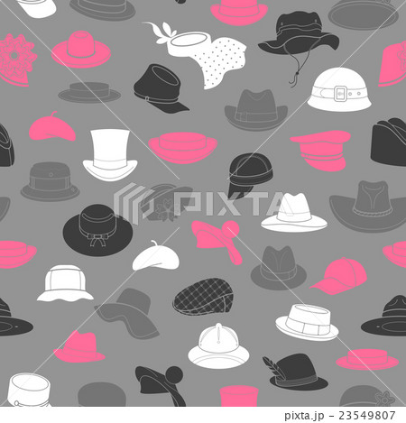 Seamless Pattern With Flat Icons Of Headwear. Pattern For Packaging And  Clearance Headwear Store. Royalty Free SVG, Cliparts, Vectors, and Stock  Illustration. Image 60472295.