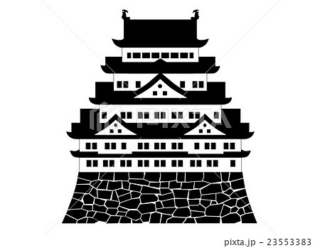 名古屋城のイラスト モノクロのイラスト素材