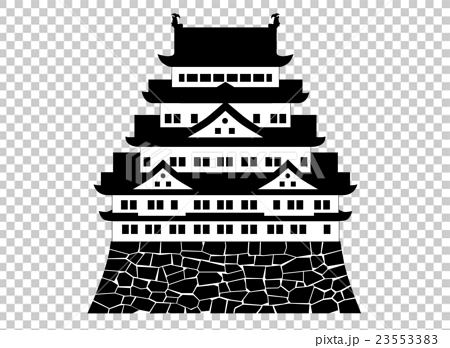 名古屋城のイラスト モノクロのイラスト素材