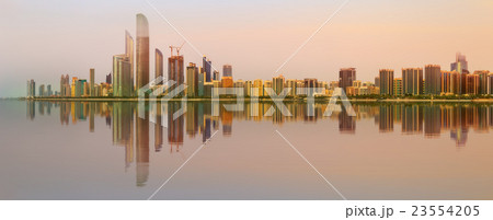 View of Abu Dhabi Skyline at sunset, UAE 23554205