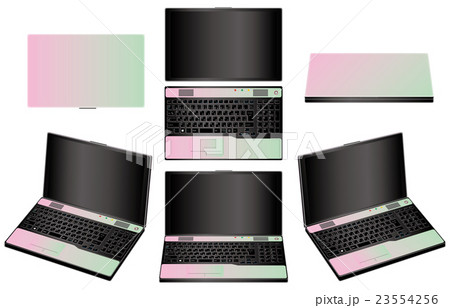ノートパソコンパステルのイラスト素材