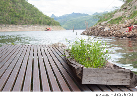 walk path with flower pot floating house Rafting 23556753