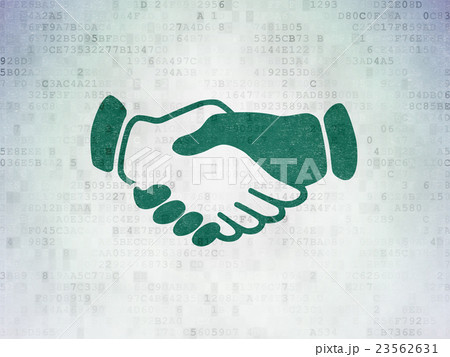 Politics concept: Handshake on Digital Data Paper 23562631
