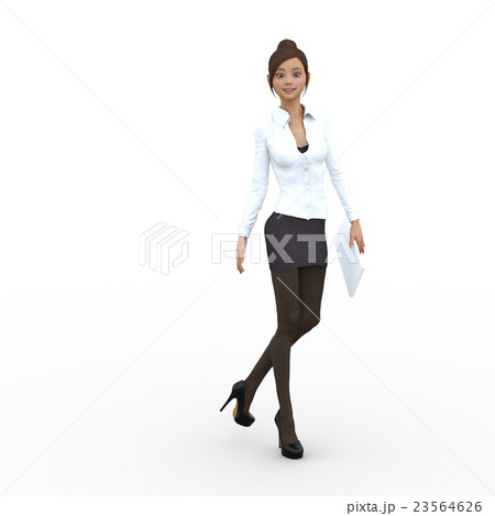 ポーズするオフィスガール　perming3DCGイラスト素材 23564626