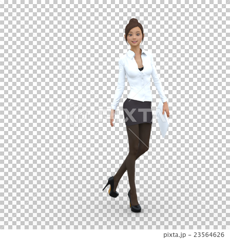 Pose office girl perming3DCG Illustration material 23564626