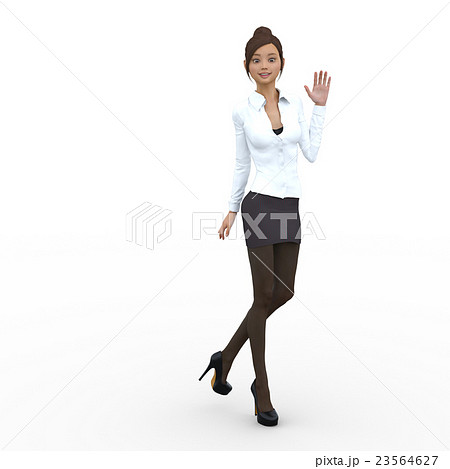 ポーズするオフィスガール　perming3DCGイラスト素材 23564627