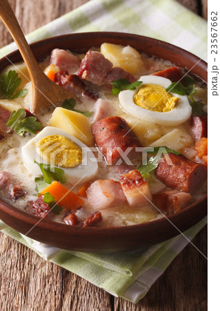Delicious Polish soup Zurek with sausage and egg Delicious Polish soup Zurek with sausage and egg 23567662