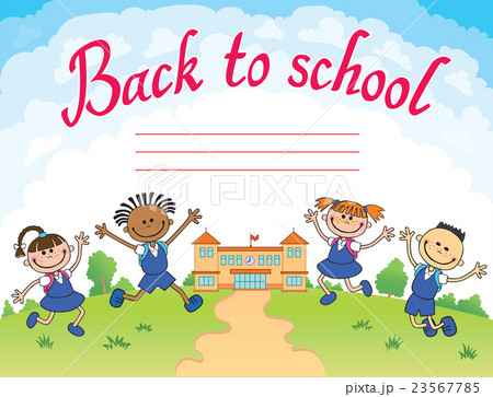 banner back to school boy girl pupil lettering 23567785
