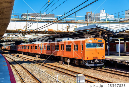 Local train at Tennoji Station in Osaka 23567823