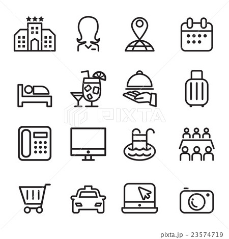 Hotel icon set in thin line style Hotel icon set in thin line style 23574719
