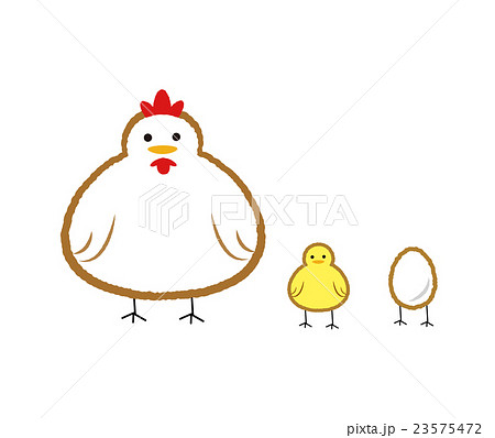 ちょっとシュールな鶏とヒヨコのイラストのイラスト素材 23575472 Pixta