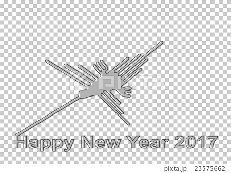 17年 年賀状素材 ナスカの地上絵 グレーのイラスト素材