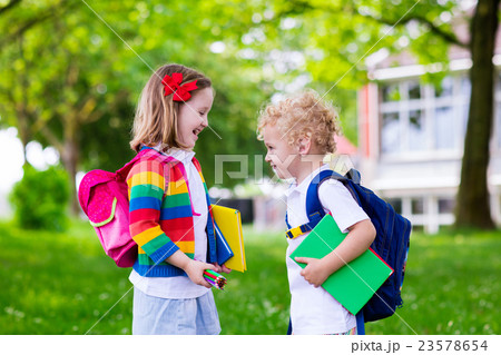 Kids on first school day Kids on first school day 23578654
