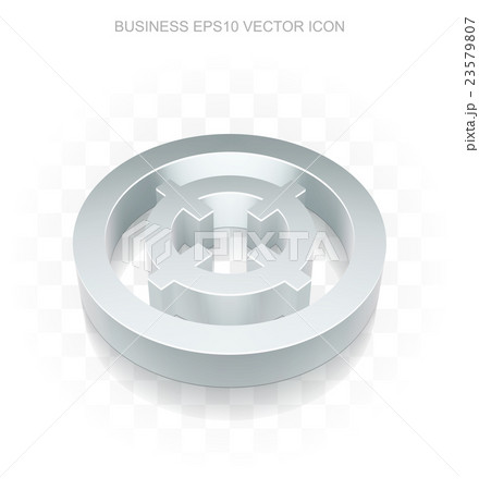 Finance icon: Flat metallic 3d Target, transparent 23579807
