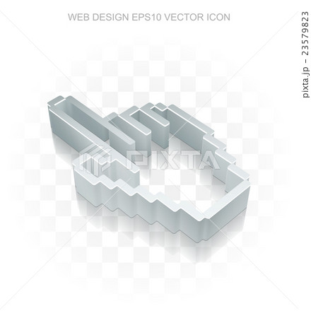 Web design icon: Flat metallic 3d Mouse Cursor 23579823