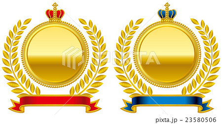 メダル エンブレム 王冠のイラスト素材