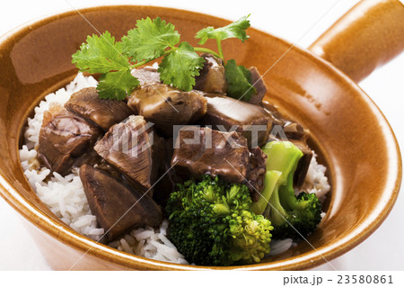 Chinese beef stew with rice,close up Chinese beef stew with rice,close up 23580861