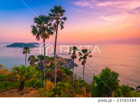 Phromthep cape viewpoint at twilight sky in Phuket Phromthep cape viewpoint at twilight sky in Phuket 23583384