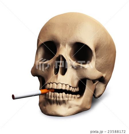 3D skull smoking cigarette. 3D skull smoking cigarette. 23588172