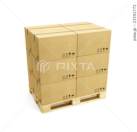 pallet with cardboard boxes pallet with cardboard boxes 23591772