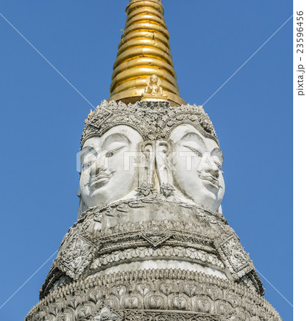 Brahma faces on top of the Chedi, Thailand 23596456