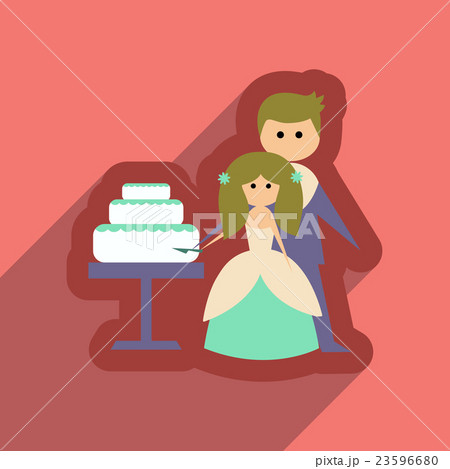 Flat web icon with long shadow Bride Groom Cake Flat web icon with long shadow Bride Groom Cake 23596680