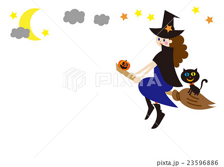 ハロウィン素材　空を飛ぶ魔女 23596886