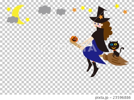 ハロウィン素材　空を飛ぶ魔女 23596886