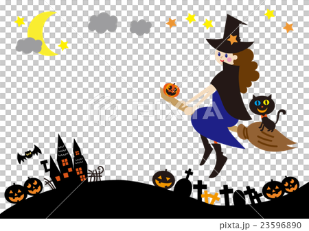 ハロウィン素材　魔女　風景 23596890