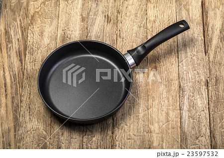 Frying pan on wooden Frying pan on wooden 23597532