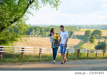 happy couple having fun on outdoor happy couple having fun on outdoor 23597603