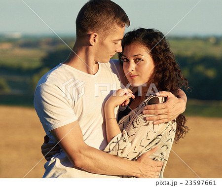 happy couple  having fun on outdoor 23597661