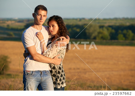 happy couple  having fun on outdoor 23597662