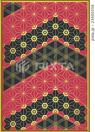 和風背景　組子細工　タテ 23600356