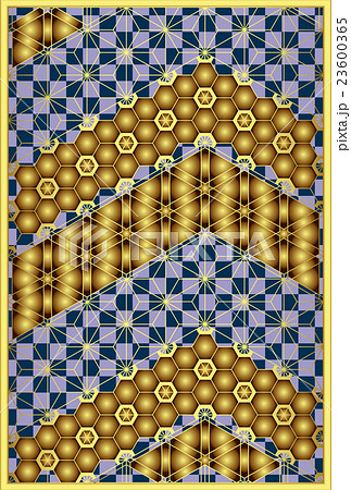 和風背景　組子細工　タテ 23600365