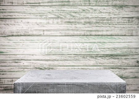 Empty concrete table top on wooden room 23602559