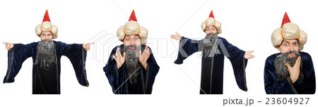 Funny wise wizard isolated on the white 23604927