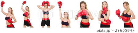 Woman boxer on white background 23605947