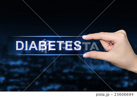 hand clicking diabetes button hand clicking diabetes button 23606694