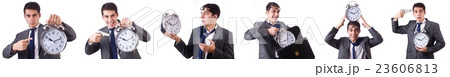 Man with clock isolated on white 23606813