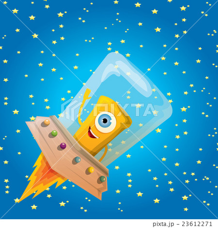 alien spaceship . orange alien in space vector. 23612271