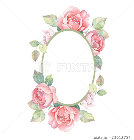 Beautiful floral frame. Watercolor illustration 1 23612754