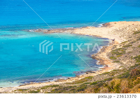 View of the beautiful beach in Balos Lagoon, Crete 23613370