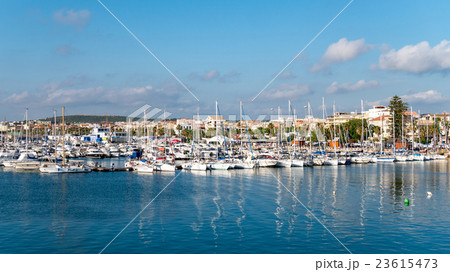 Classic white yachts anchored in the  23615473