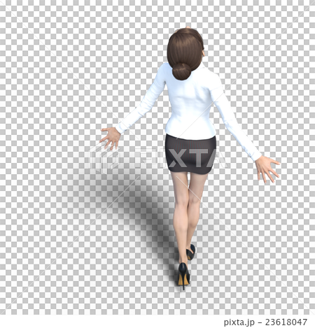 Deep breathing office girl Back view perming3DCG Illustration material 23618047