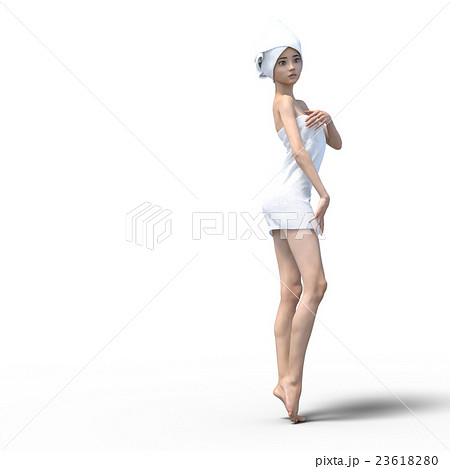 お風呂上がりの女性 バスタオル Perming3dcgイラスト素材のイラスト素材 23618280 Pixta