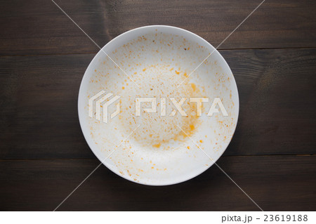 An empty plate, dirty after the meal is finished An empty plate, dirty after the meal is finished 23619188